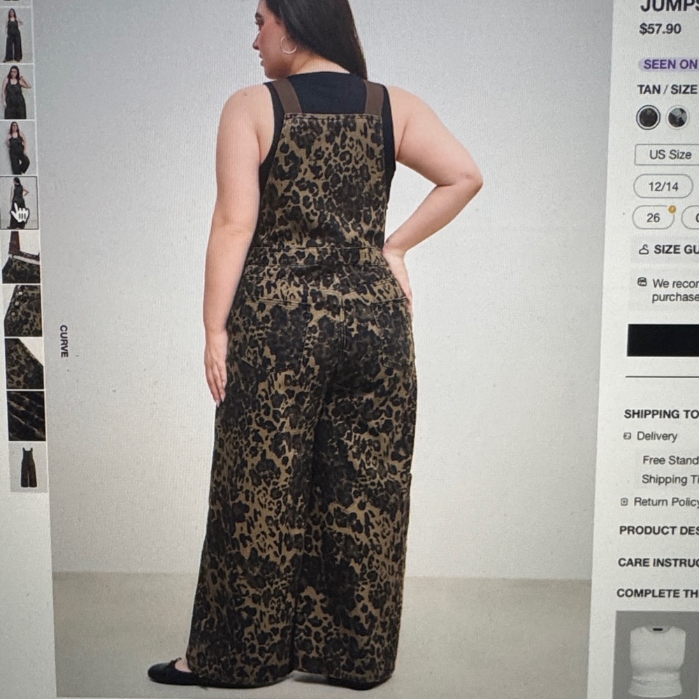Cider Cheetah print wide leg  overalls - Picture 4 of 9